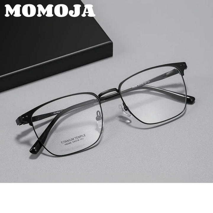 Momoja Unisex Full Rim Brow Line Square Titanium Eyeglasses 76066