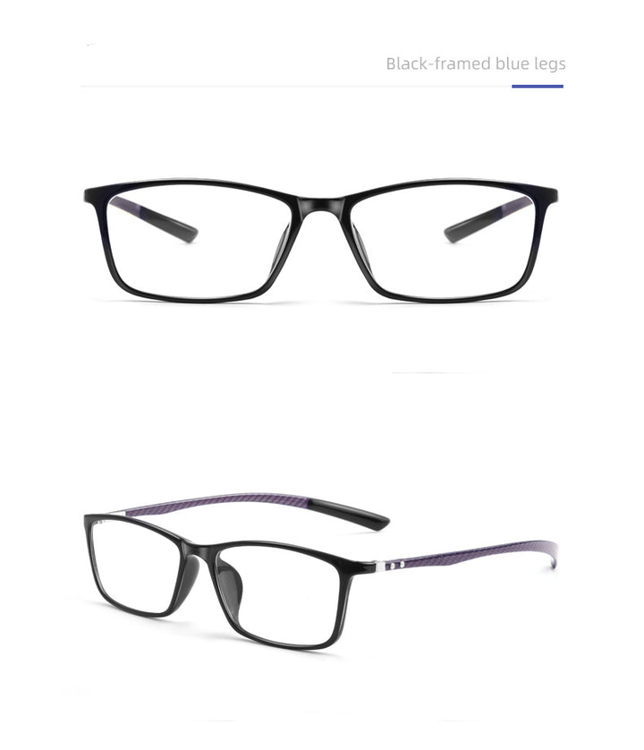 Kocolior Unisex Full Rim Square Carbon Fibre Tr 90 Hyperopic Reading Glasses 0017.