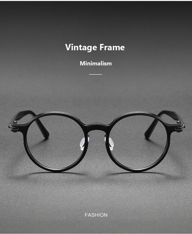 Oveliness Unisex Full Rim Round Acetate Titanium Eyeglasses 5886.