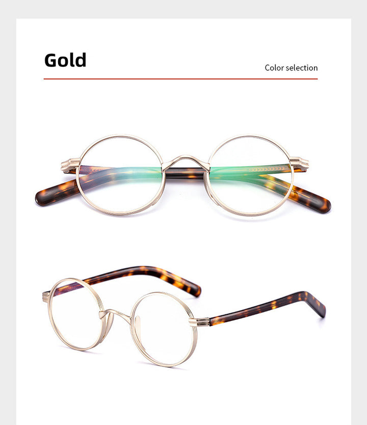 Kocolior Unisex Full Rim Small Round Titanium Hyperopic Reading Glasses 0881 — view 9 | Kocolior at FuzWeb