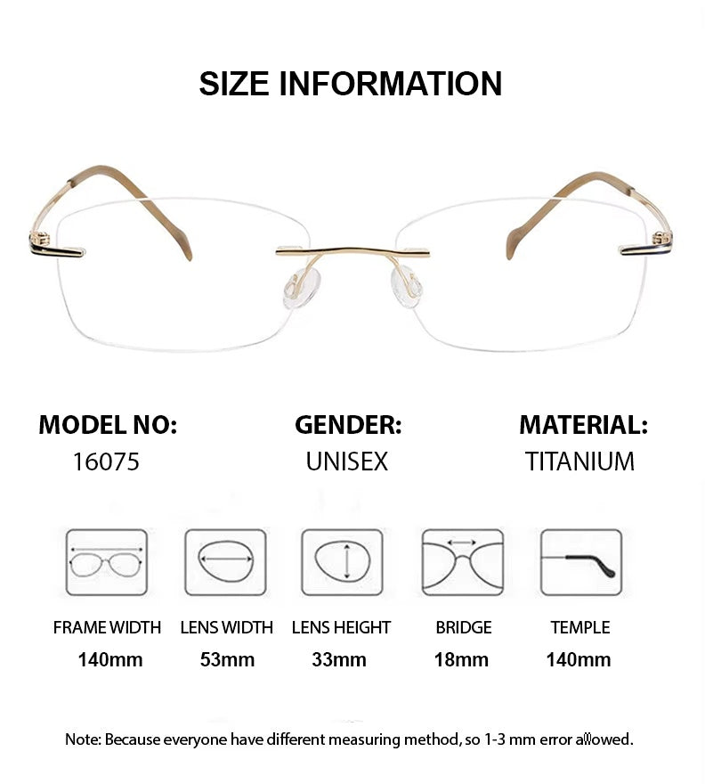 Chashma Ottica Unisex Rimless Square Titanium Eyeglasses 16075 — view 1 | Chashma Ottica at FuzWeb