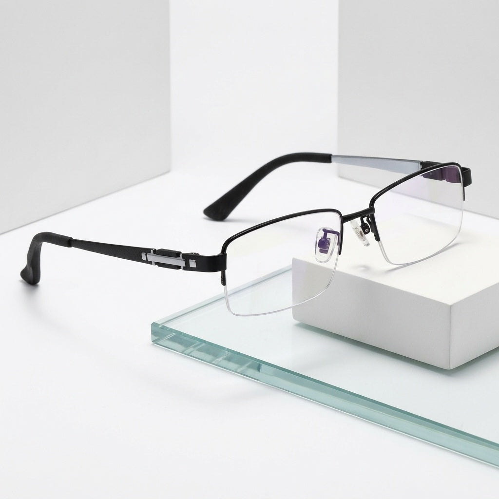 Chashma Ottica Men's Semi Rim Rectangle Eyeglasses
