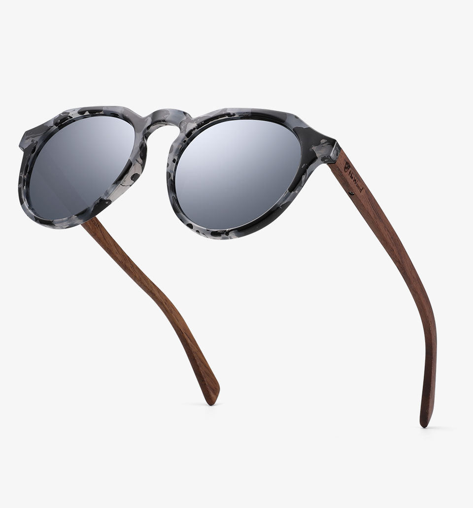 Yimaruili Unisex Full Rim Round Wood Frame HD Polarized Sunglasses 8048 — view 1 | Yimaruili Sunglasses at FuzWeb