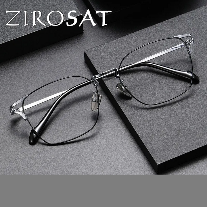 Zirosat Unisex Full Rim Square Titanium Eyeglasses 14702