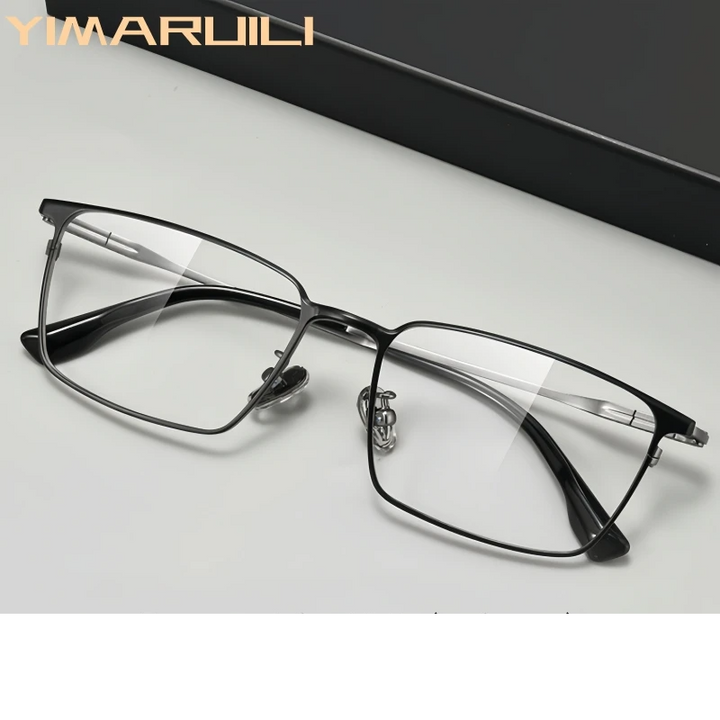 Yimaruili Men's Full Rim Square Titanium Eyeglasses 86037