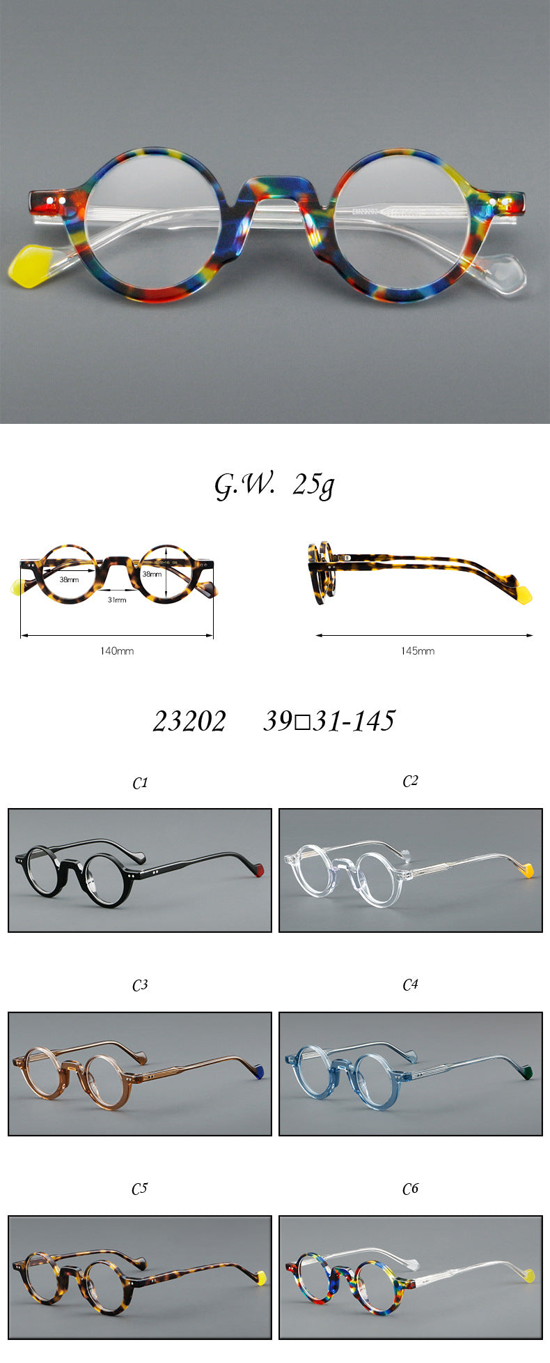 Vicky Unisex Full Rim Round Thick Acetate Reading Glasses 623202 — view 1 | Vicky at FuzWeb