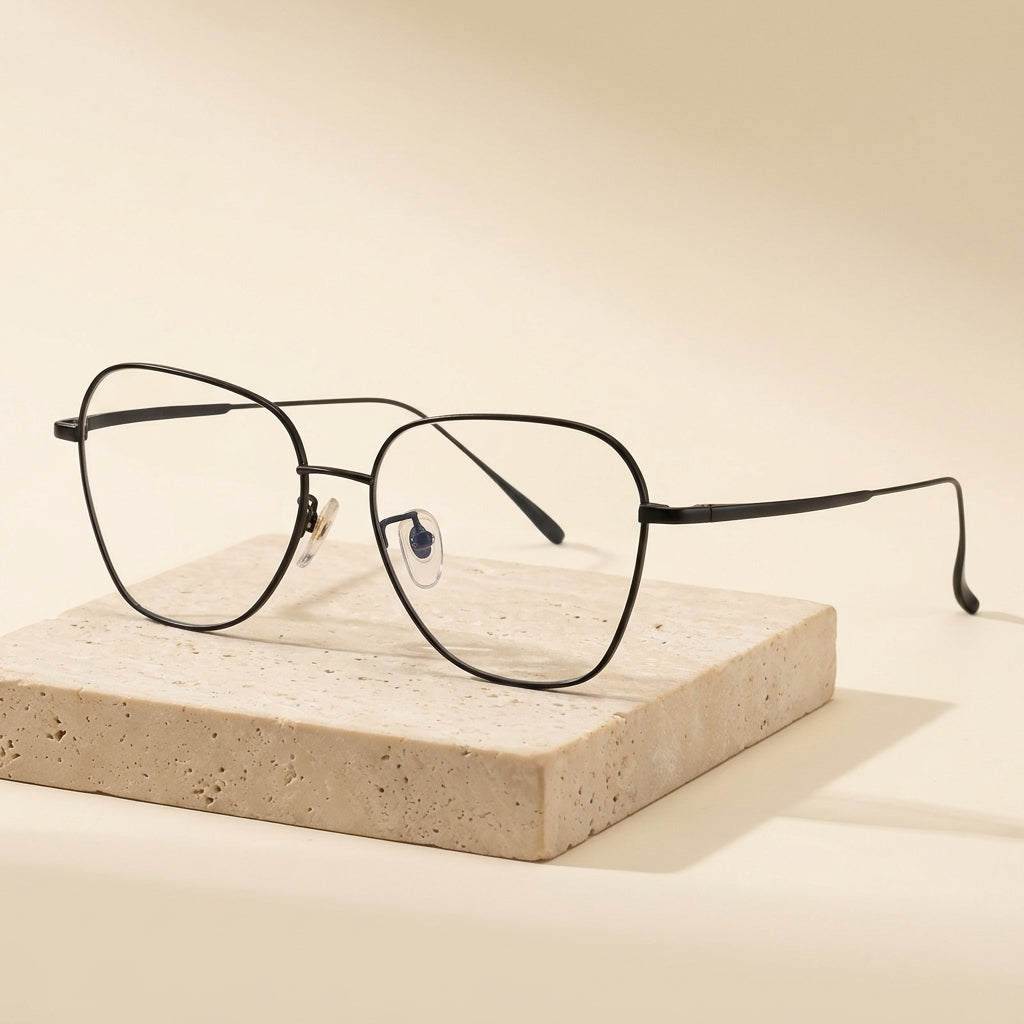 Chashma Ottica Unisex Full Rim Flat Top Oval Titanium Eyeglasses 83794 - Studio Cover