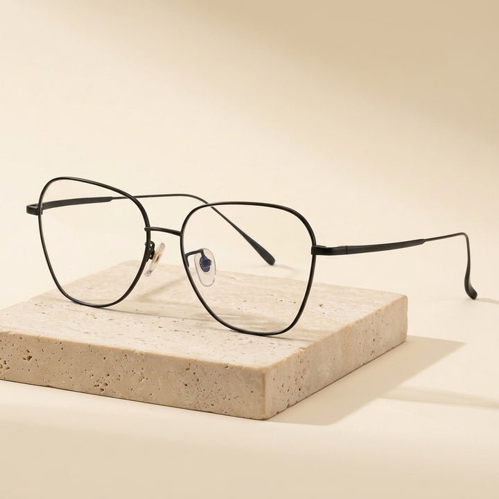 Chashma Ottica Unisex Full Rim Flat Top Oval Titanium Eyeglasses 83794 - Studio Cover