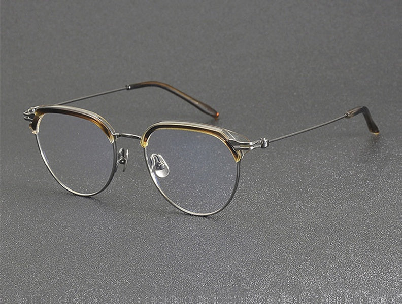 Chashma Unisex Full Rim Oval Round Acetate Titanium Eyeglasses 882410.