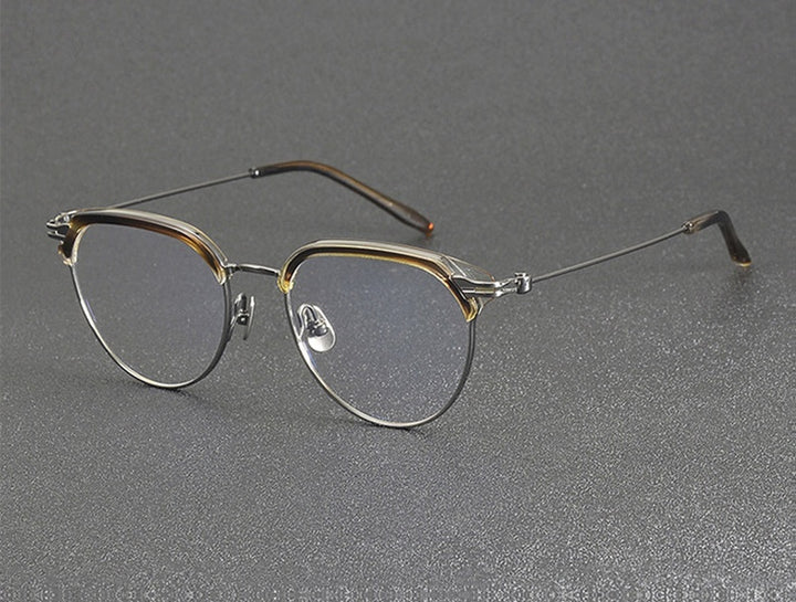Chashma Unisex Full Rim Oval Round Acetate Titanium Eyeglasses 882410.