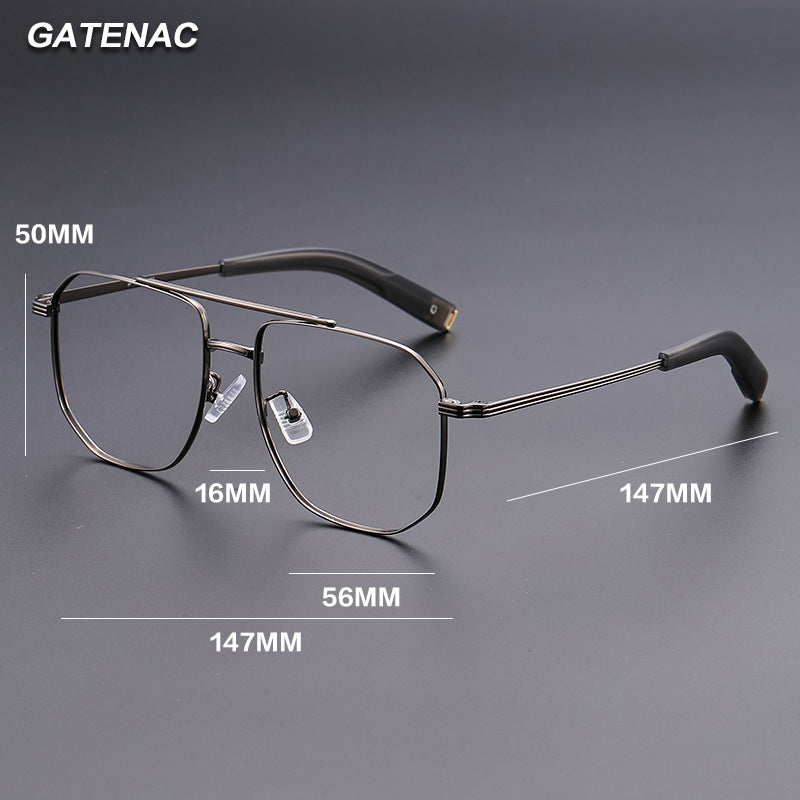 Gatenac Unisex Full Rim Square Double Bridge Titanium Photochromic Reading Glasses 760942 — view 1 | Gatenac at FuzWeb