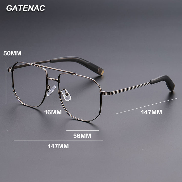 Gatenac Unisex Full Rim Square Double Bridge Titanium Photochromic Reading Glasses 760942 — view 1 | Gatenac at FuzWeb