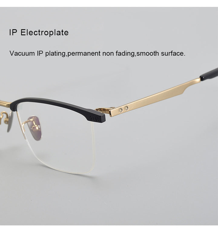 Krasivyy Unisex Semi Rim Square Brow Line Titanium Eyeglasses 318750.