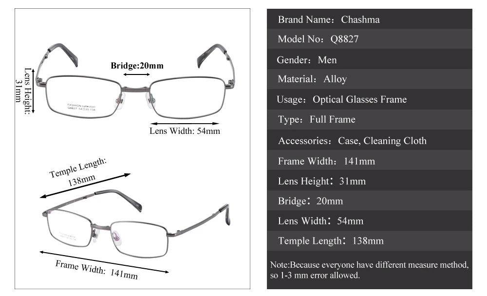 Chashma Ottica Unisex Full Rim Square Foldable Stainless Steel Alloy Eyeglasses 8827 — view 11 | Chashma Ottica at FuzWeb