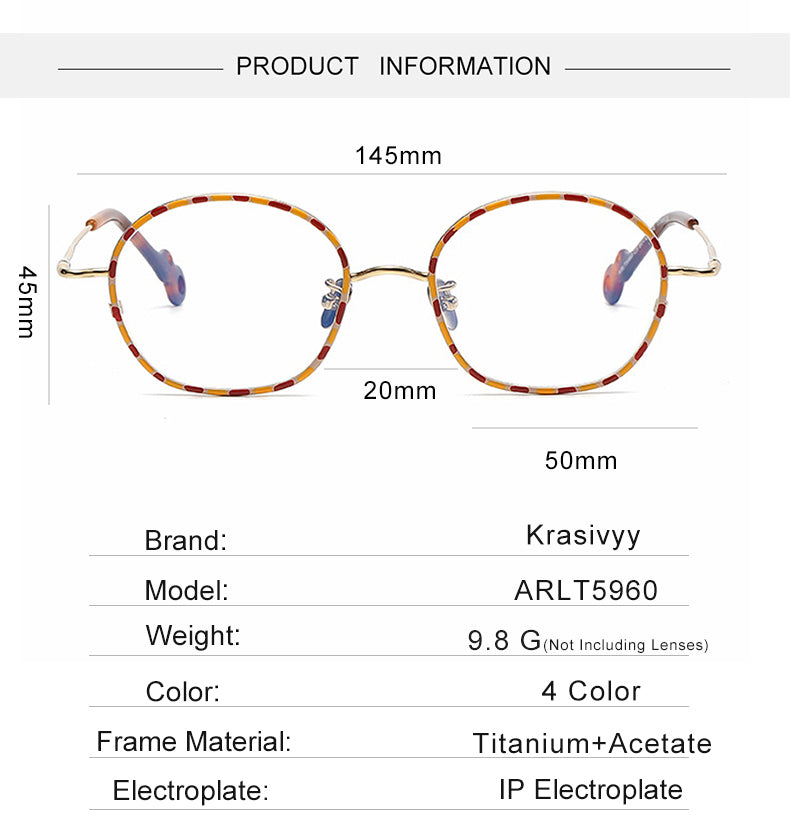 Krasivyy Unisex Full Rim Irregular Round Titanium Eyeglasses 45960.