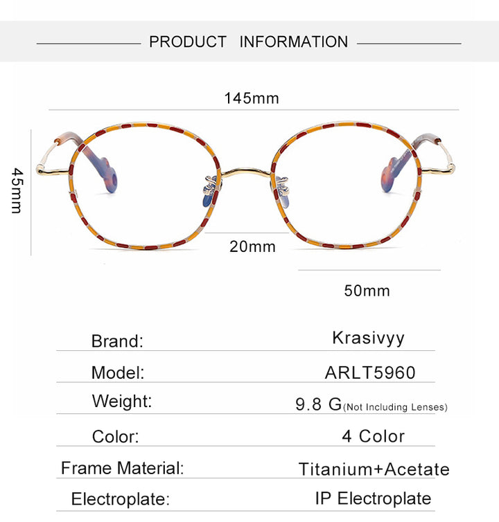 Krasivyy Unisex Full Rim Irregular Round Titanium Eyeglasses 45960.