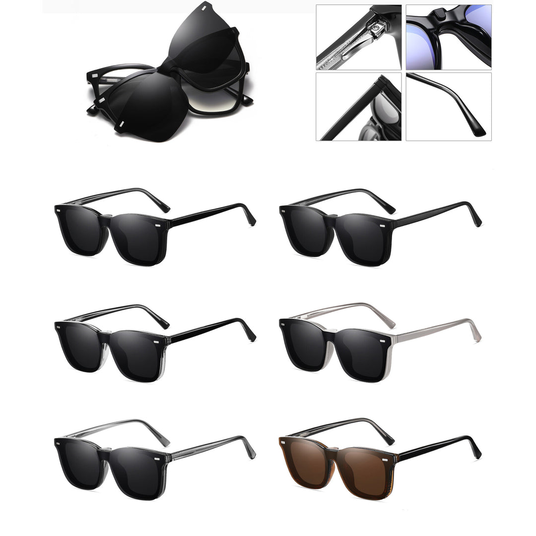 CCSpace Womens Full Rim Square Tr 90 Alloy Eyeglasses Clip On Sunglasses 304051 — view 4 | CCspace at FuzWeb
