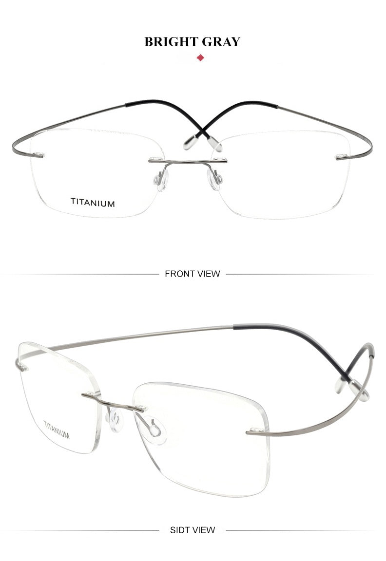 Chashma Unisex Rimless Polygon Square Titanium Eyeglasses 816016.