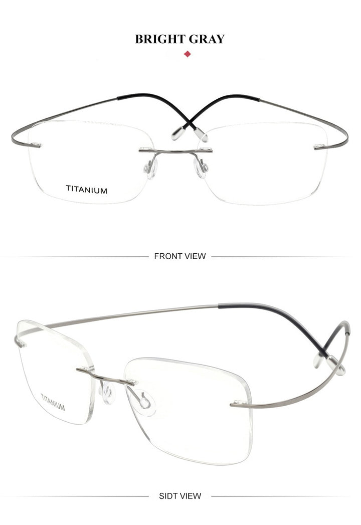 Chashma Unisex Rimless Polygon Square Titanium Eyeglasses 816016.