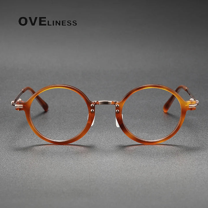 Oveliness Unisex Full Rim Round Acetate Titanium Eyeglasses 5866 — view 7 | Oveliness at FuzWeb