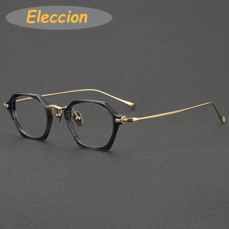 Eleccion Unisex Full Rim Polygon Acetate Titanium Eyeglasses 945502