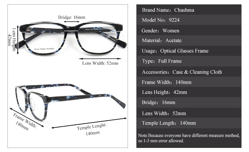 Chashma Ochki Unisex Full Rim Square Cat Eye Acetate Eyeglasses 9224 — view 11 | Chashma Ochki at FuzWeb