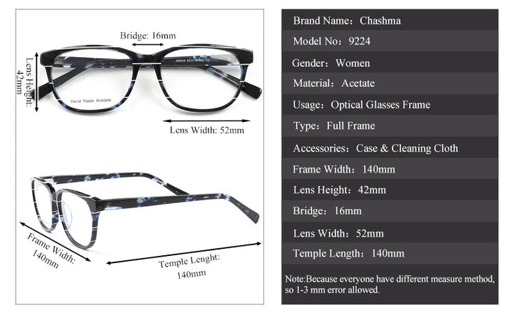 Chashma Ochki Unisex Full Rim Square Cat Eye Acetate Eyeglasses 9224 — view 11 | Chashma Ochki at FuzWeb
