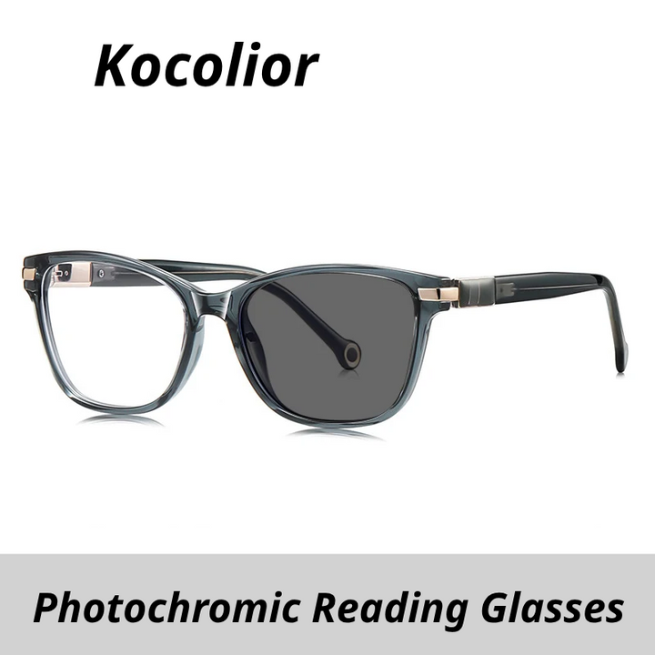 Kocolior Women's Full Rim Square Cat Eye Acetate Photochromic Reading Glasses 512221