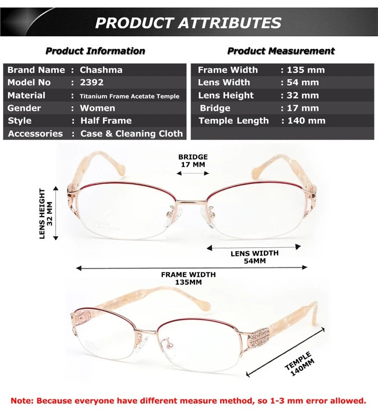 Chashma Ochki Womens Semi Rim Oval Square Titanium Eyeglasses 882392 — view 1 | Chashma Ochki at FuzWeb