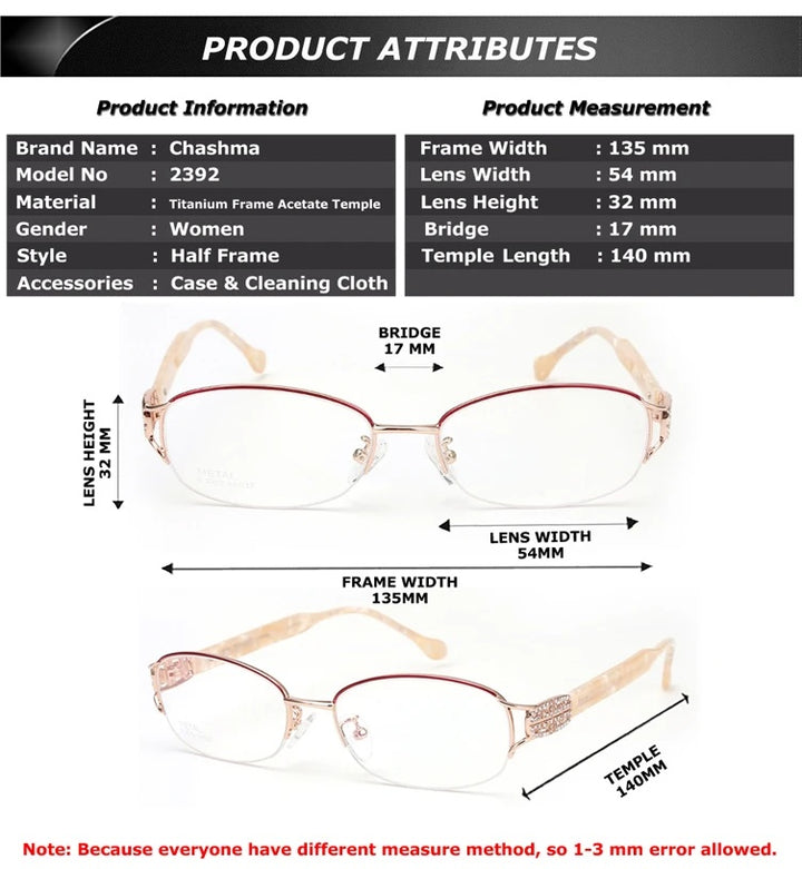 Chashma Ochki Womens Semi Rim Oval Square Titanium Eyeglasses 882392 — view 1 | Chashma Ochki at FuzWeb