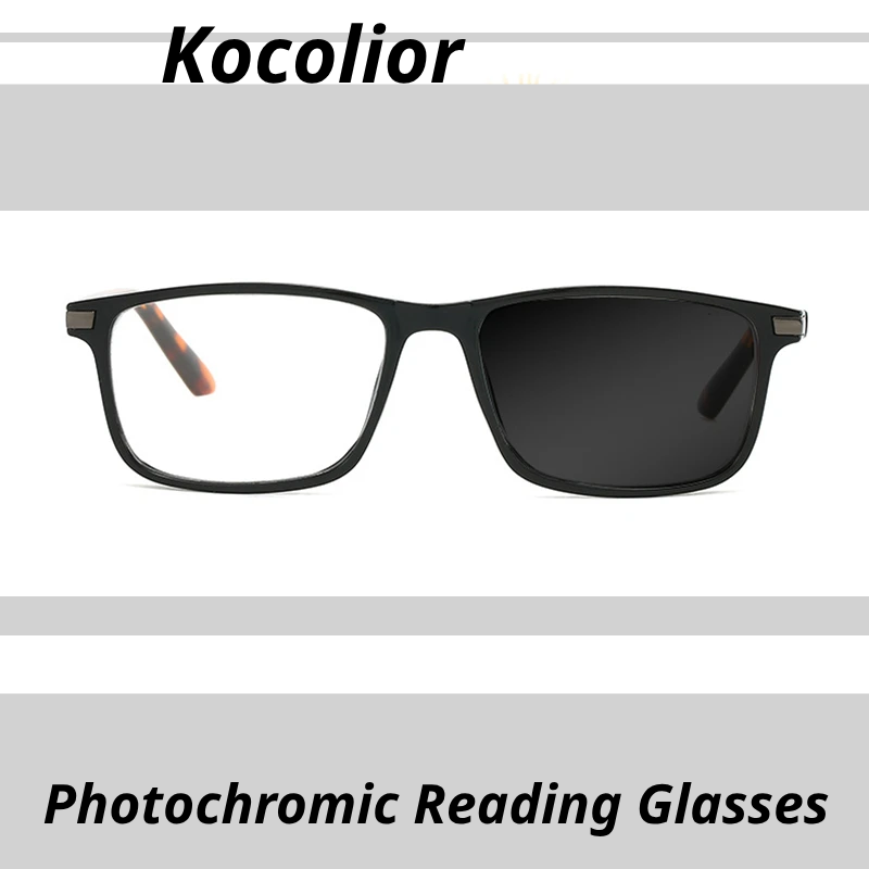 Kocolior Women's Full Rim Square Tr 90 Alloy Photochromic Reading Glasses 722223