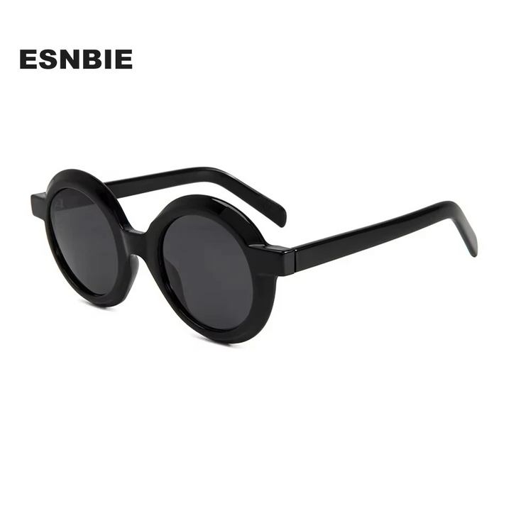 Esnbie Unisex Full Rim Round Acetate Tr 90 Sunglasses 230641
