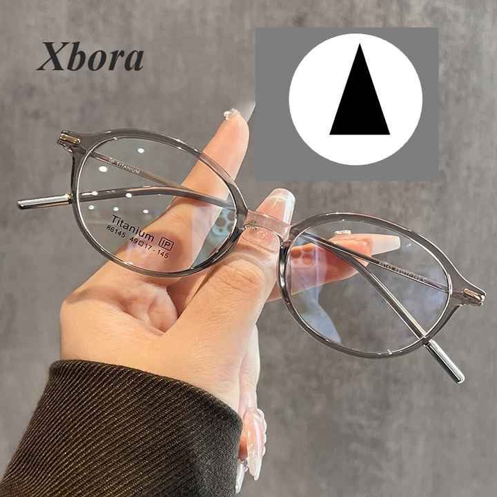 Xbora Unisex Full Rim Oval Round Acetate Titanium Eyeglasses 86145