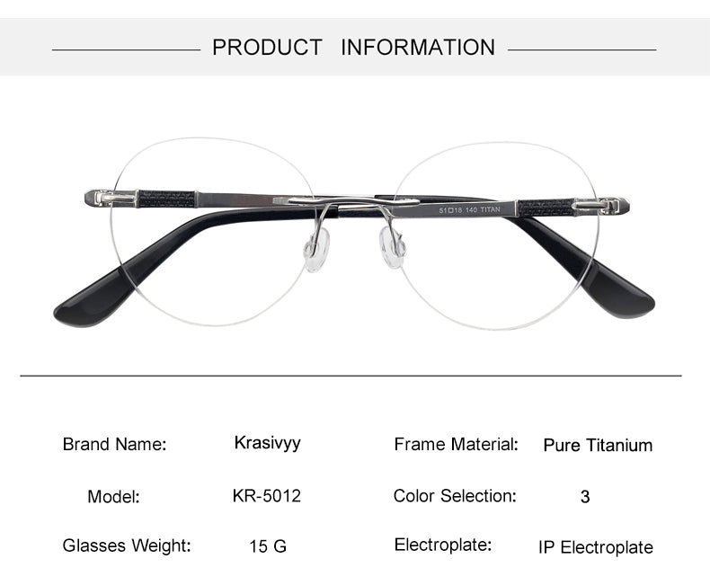 Krasivyy Womens Rimless Flat Top Round Titanium Eyeglasses 385012 — view 1 | Krasivyy at FuzWeb