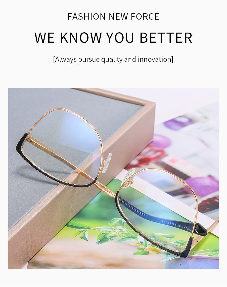 Hotony Women's Full Rim Cat Eye Square Alloy Eyeglasses 91229.