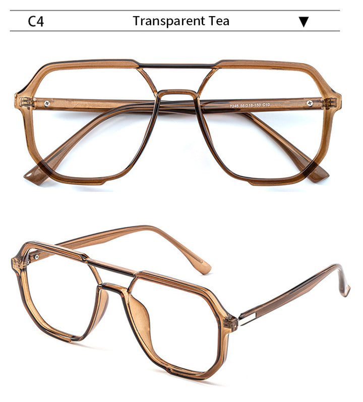 Xbora Unisex Full Rim Square Double Bridge Tr 90 Alloy Eyeglasses 7246.