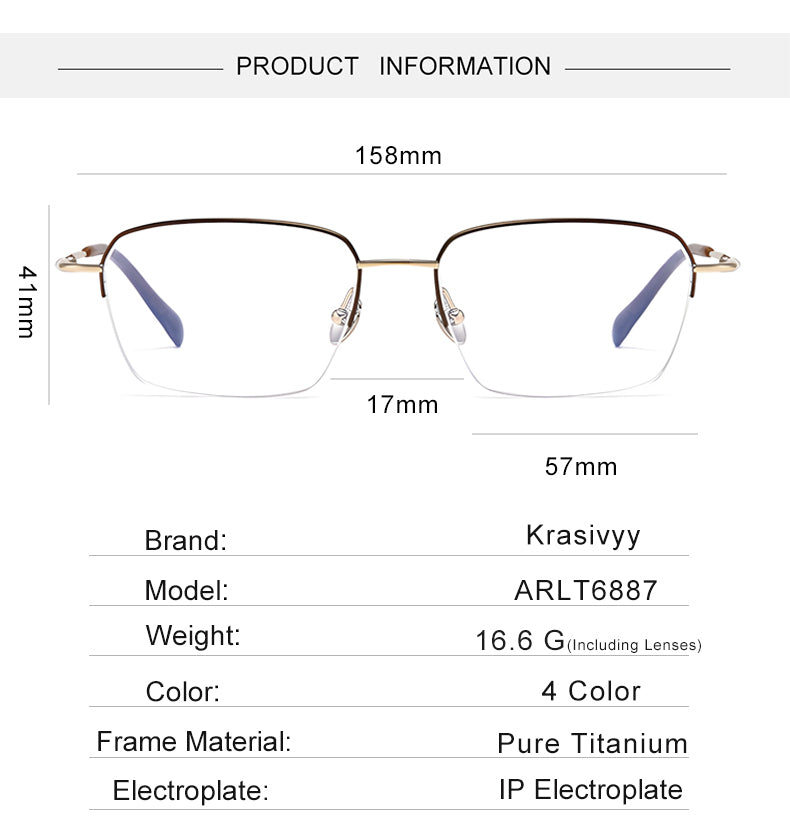 Krasivyy Mens Semi Rim Big Oval Square Titanium Eyeglasses 316887 — view 1 | Krasivyy at FuzWeb