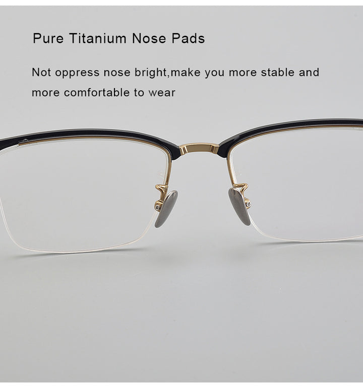 Krasivyy Unisex Semi Rim Square Brow Line Titanium Eyeglasses 318750.