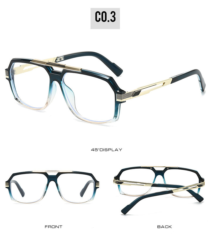 Kocolior Unisex Full Rim Square Double Bridge Tr 90 Alloy Photochromic Reading Glasses 242268.