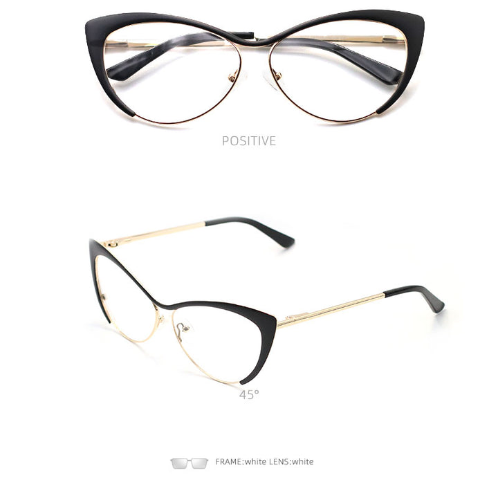 Laoyehui Womens Full Rim Gold Cat Eye Alloy Myopic Reading Glasses Anti-Blue 8077-1 — view 11 | Laoyehui at FuzWeb