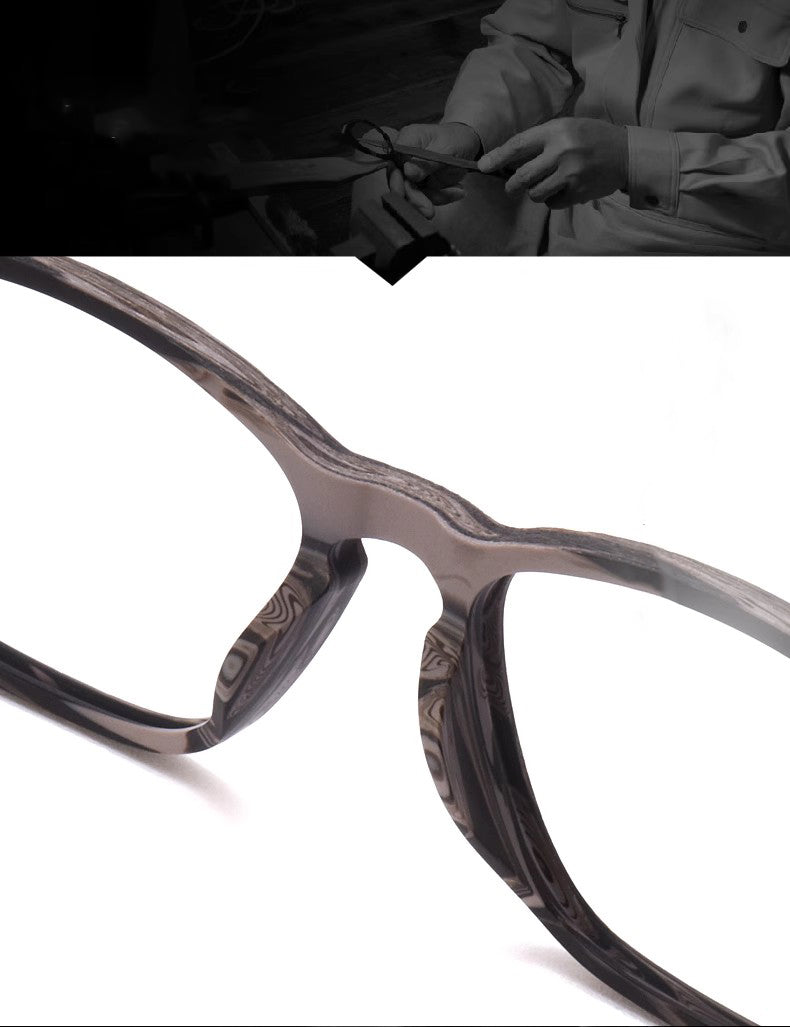 Hdcrafter Womens Full Rim Square Wood Titanium Eyeglasses 98098 — view 2 | Hdcrafter Eyeglasses at FuzWeb