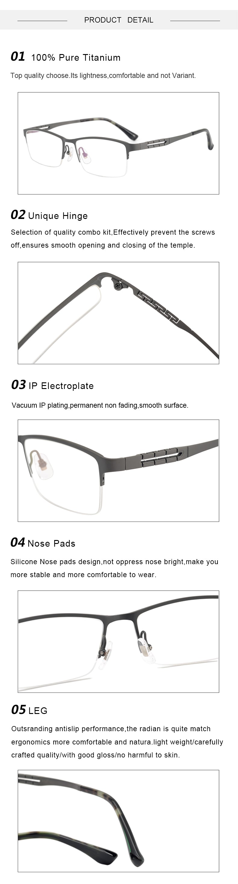 Krasivyy Mens Semi Rim Square Spring Hinge Titanium Eyeglasses Kr0070 — view 5 | Krasivyy at FuzWeb