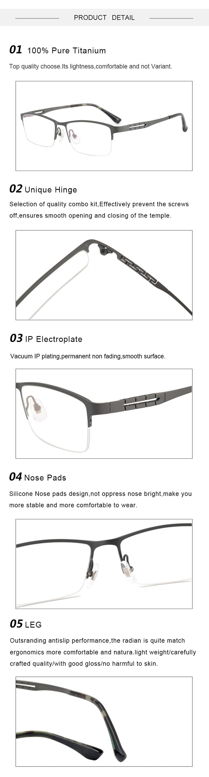 Krasivyy Mens Semi Rim Square Spring Hinge Titanium Eyeglasses Kr0070 — view 5 | Krasivyy at FuzWeb