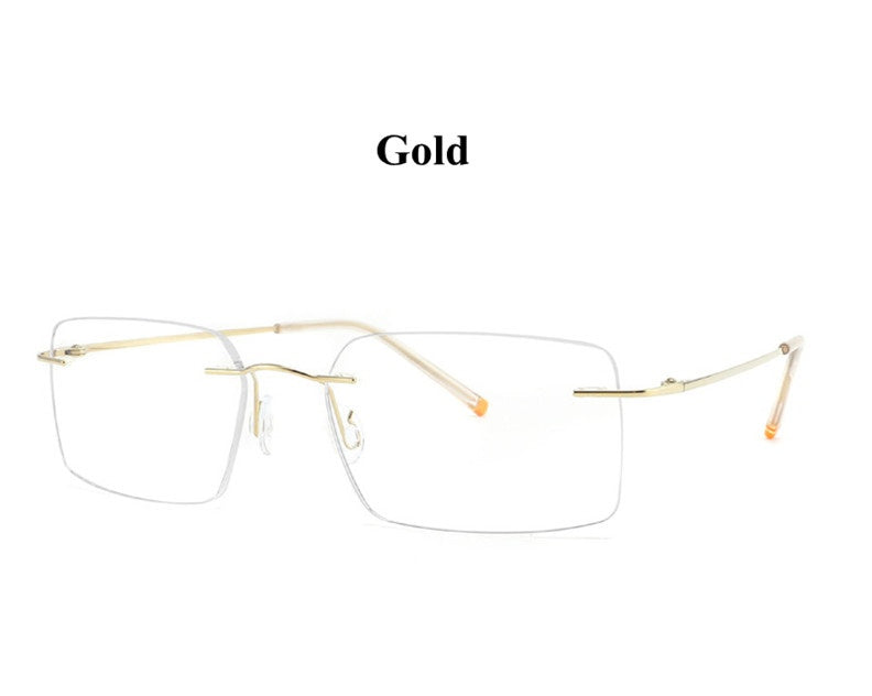 Chashma Ottica Unisex Rimless Customized Shape Lens Square Titanium Eyeglasses 8009.