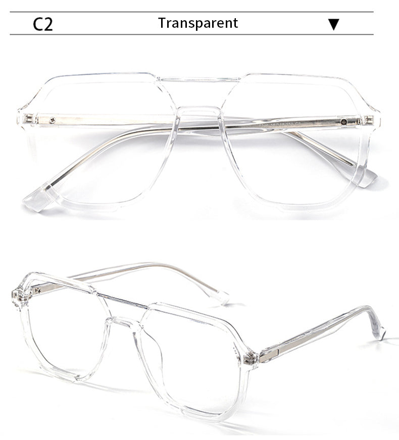 Xbora Unisex Full Rim Square Double Bridge Tr 90 Alloy Eyeglasses 7246.