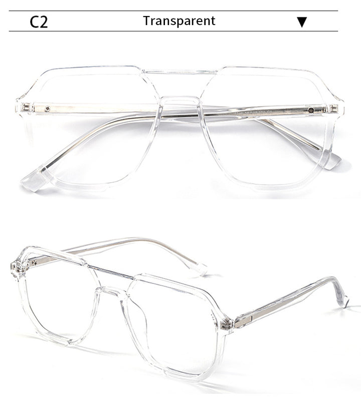 Xbora Unisex Full Rim Square Double Bridge Tr 90 Alloy Eyeglasses 7246.