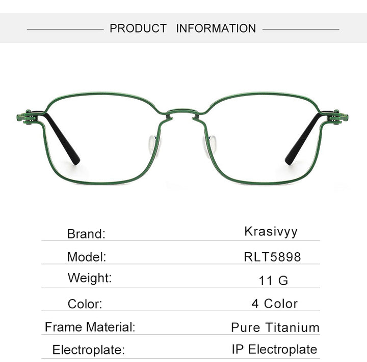 Krasivyy Mens Full Rim Square Titanium Eyeglasses Rlt5898 — view 3 | Krasivyy at FuzWeb