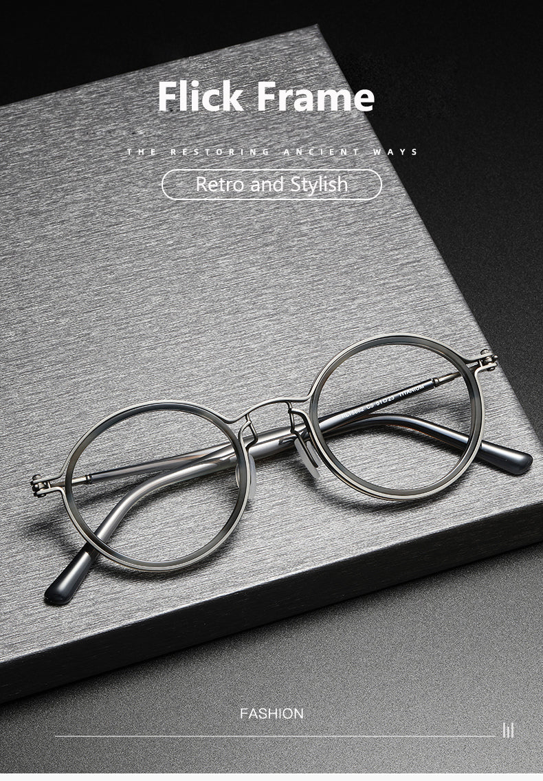 Oveliness Unisex Full Rim Round Acetate Titanium Eyeglasses 5862 — view 1 | Oveliness at FuzWeb