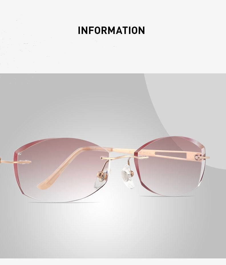 Chashma Womens  Rimless Square Titanium Eyeglasses 6048 — view 2 | Chashma at FuzWeb