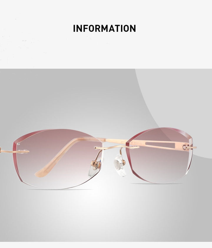 Chashma Womens  Rimless Square Titanium Eyeglasses 6048 — view 2 | Chashma at FuzWeb